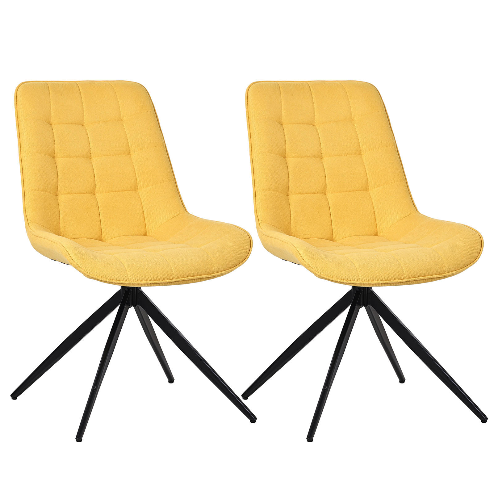 ESSZIMMERSTUHL-SET 2 Stück mit Drehfunktion aus Stoff(YZ4) - Gelb, Textil (53/85.5/62cm) - HOMAVO