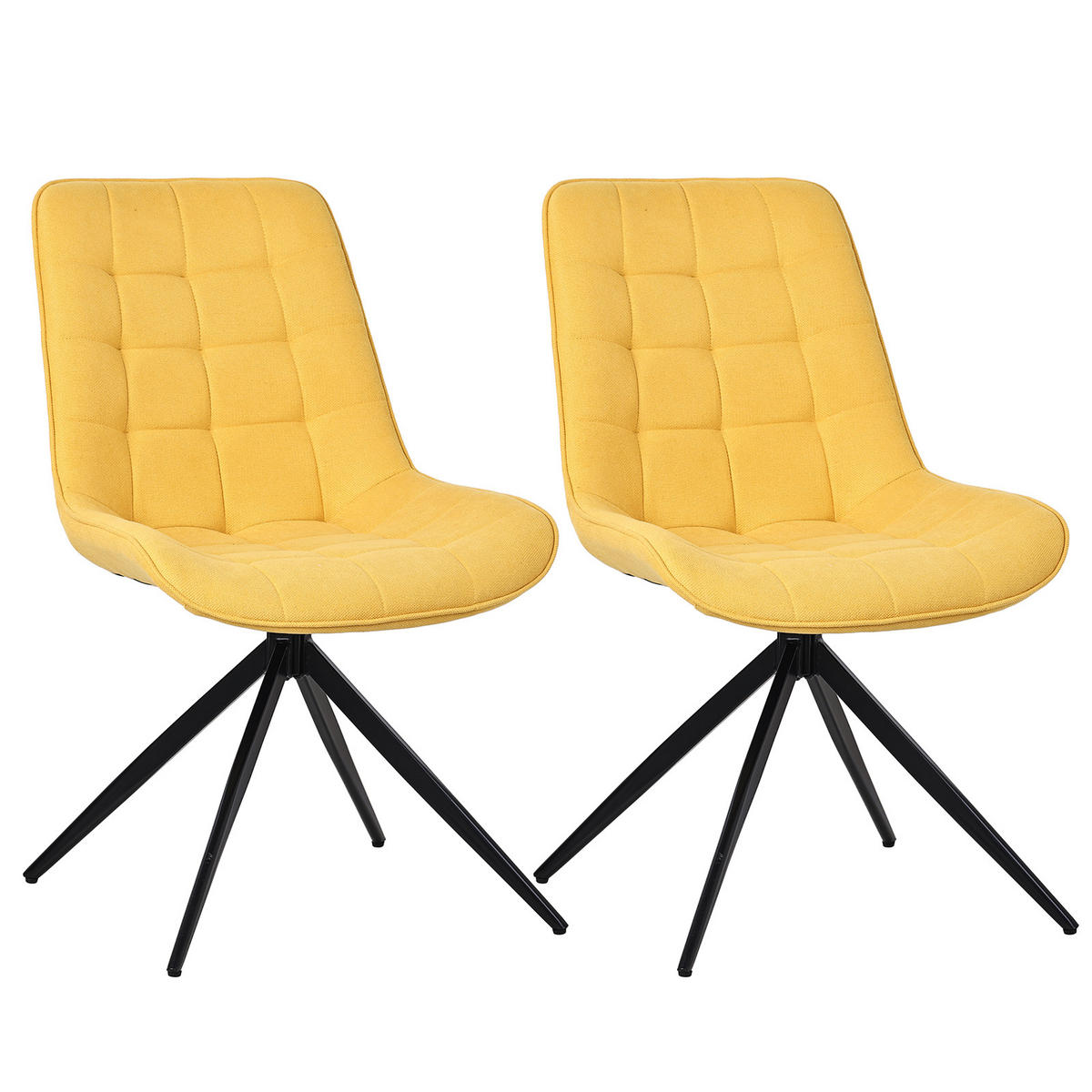 ESSZIMMERSTUHL-SET 2 Stück mit Drehfunktion aus Stoff(YZ4) - Gelb, Textil (53/85.5/62cm) - HOMAVO
