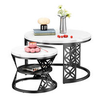 COUCHTISCH 2er Set 70/70/45 cm in Weiß und Schwarz aus MDF mit Metallgestell - Schwarz/Weiß, Holzwerkstoff/Metall (70/70/45cm) - CHICFURN