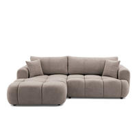ECKSOFA CALM L Links mit Schlaffunktion 140x215 Webstoff beige - Beige/Schwarz, Holz/Kunststoff (261/151cm) - Muffo