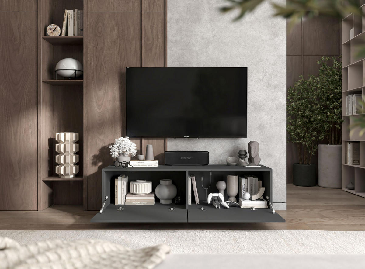 TV-SCHRANK Enjoy Graphit matt Loft 120 cm - Grau, Holzwerkstoff (120/37/35cm) - Meble Lindner