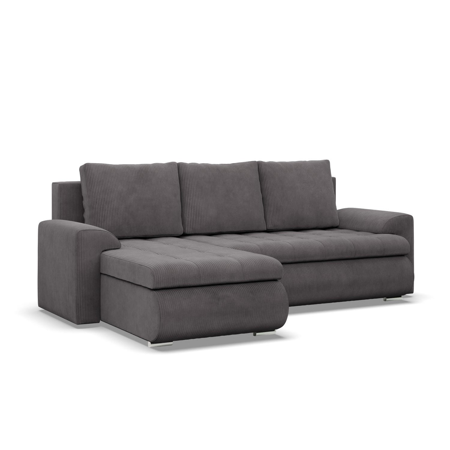 ECKSOFA LINKS MIT SCHLAFFUNKTION FORESTA, Cord - Dunkelgrau - Dunkelgrau, Textil (230/159cm) - Mebligo