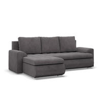 ECKSOFA LINKS MIT SCHLAFFUNKTION FORESTA, Cord - Dunkelgrau - Dunkelgrau, Textil (230/159cm) - Mebligo