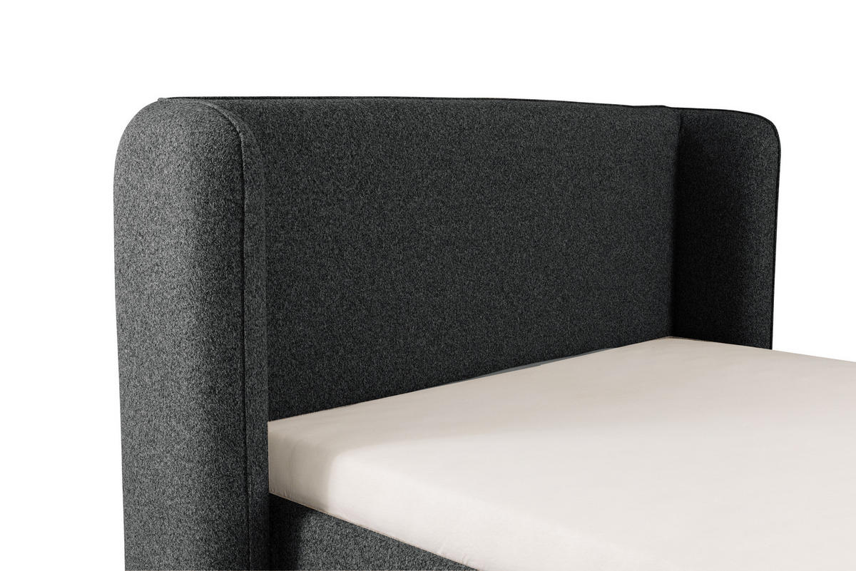 POLSTERBETT mit Bettkasten und Matratze VELUNA, Schwarz, 140x200 cm - Schwarz, Textil (140/200cm) - KS Home Concept
