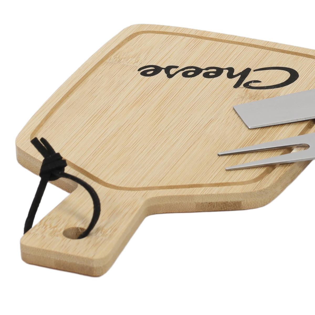 SERVIERBRETT für Käse und Schinken mit 2 Messern 23,5/22,5/2,5 cm - Braun, Naturmaterialien (22.5/23.5cm) - Excellent Houseware