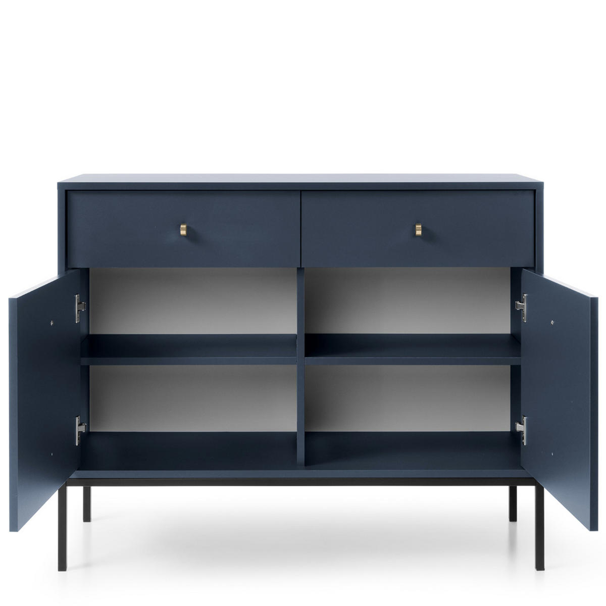 SIDEBOARD MONCTON KOM2-2D2S Metalgriffe, Dunkelblau - Dunkelblau, Holzwerkstoff/Kunststoff (104/83/39cm) - Komodee