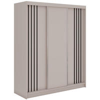SCHWEBETÜRENSCHRANK mit Lamellen und Schubladen NAURU - 180 - Kaschmir und Schwarz - Kaschmir/Alufarben, Holzwerkstoff/Metall (180/216/61cm) - MKS