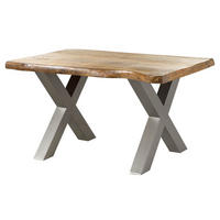 BAUMTISCH Mango 140x90x77 natur lackiert / X-Beine silber matt FREEFORM 5 - Naturfarben, Holz (140/90/77cm) - Massivmoebel24