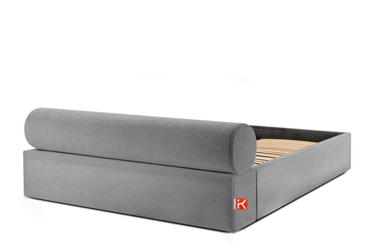POLSTERBETT LUNEO - Hellgrau/Schwarz, Holz/Holzwerkstoff (182/204cm) - KONSIMO®