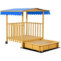 SANDKASTEN DE-10429 mit Spielhaus & Dach Natur - Naturfarben, Holzwerkstoff (133/129/137.5cm) - ComfortXL