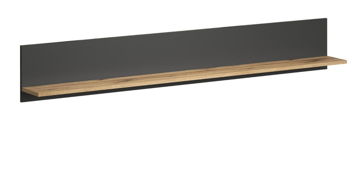 WANDBOARD grau, Evoke Eiche, Wandregal 167 x 25 cm - Eichefarben/Grau, Holzwerkstoff (167/25/18cm) - Top.Furn