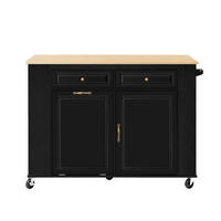 KÜCHENINSEL aus MDF 120x40-70x92 cm Weiß/Natur mit Rollen & Steckdosenleiste - Schwarz, Holzwerkstoff (120/92/70cm) - Modfu