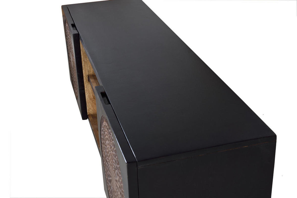 TV-SCHRANK aus Mangoholz und Metall - Dunkelbraun, Holz (145/56/40cm) - Giner y Colomer