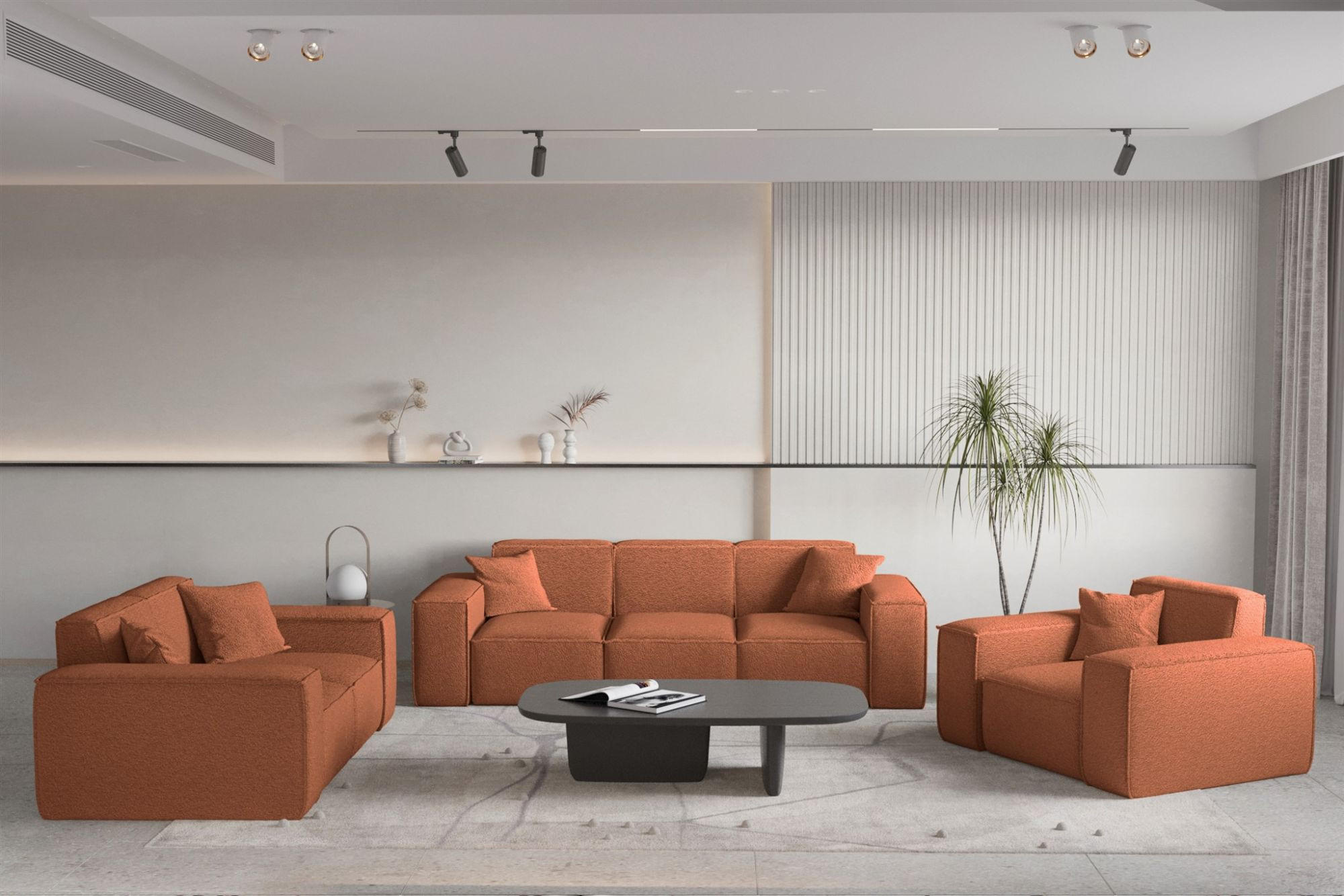 Thumbnail - Fun Möbel Sofaset, Kupfer, Textil, 225x73x88 cm, Wohnzimmer, Sofas & Couches, Sitzgarnituren