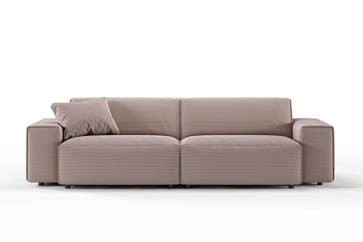 SOFA RANI Pink Cord - Pink/Schwarz, Kunststoff/Textil (256/71/101cm) - KAWOLA