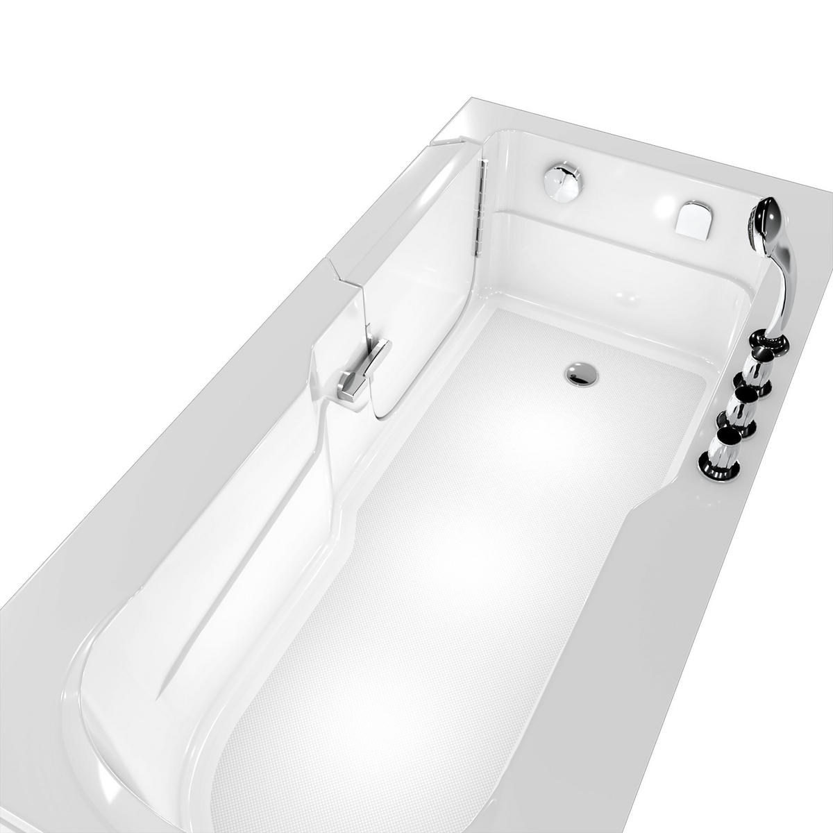 SENIORENWANNE mit Tür S17-TH-R 75x150cm - Weiß, Glas/Kunststoff (150/54/75cm) - AcquaVapore by Sandra Jentho