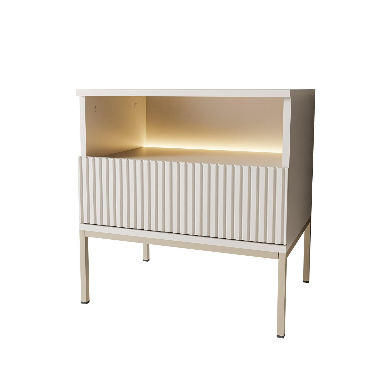 NACHTTISCH ECLIPSE S54 mit LED-Beleuchtung,KASCHMIR - Kaschmir, Holzwerkstoff (54/56/39cm) - Lookway