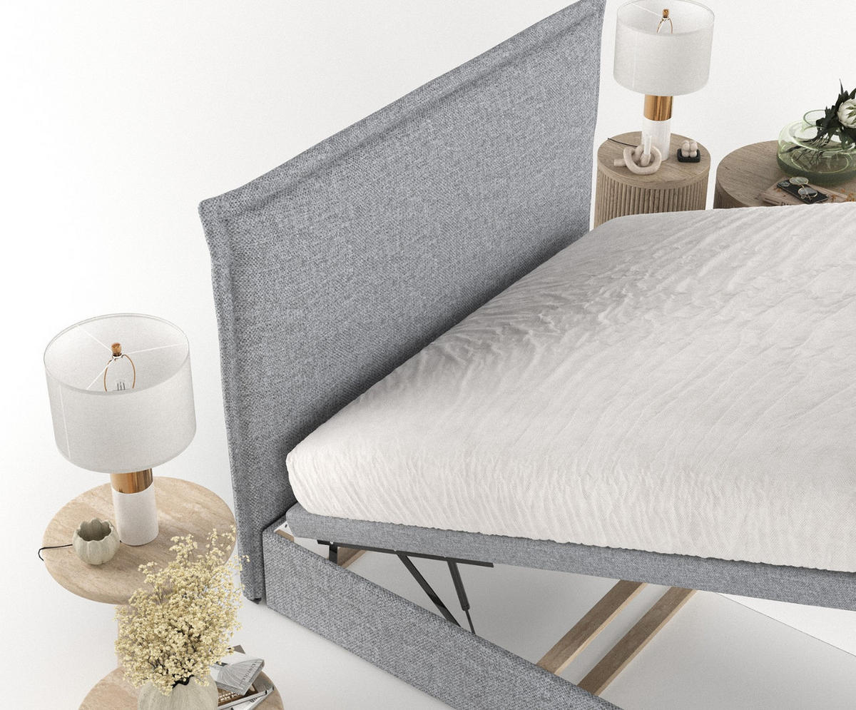 POLSTERBETT Eliot mit Stauraum 120/200 cm Grau im Alta Stoff - Schwarz/Grau, Holz/Holzwerkstoff (120/200cm) - AltaBeds
