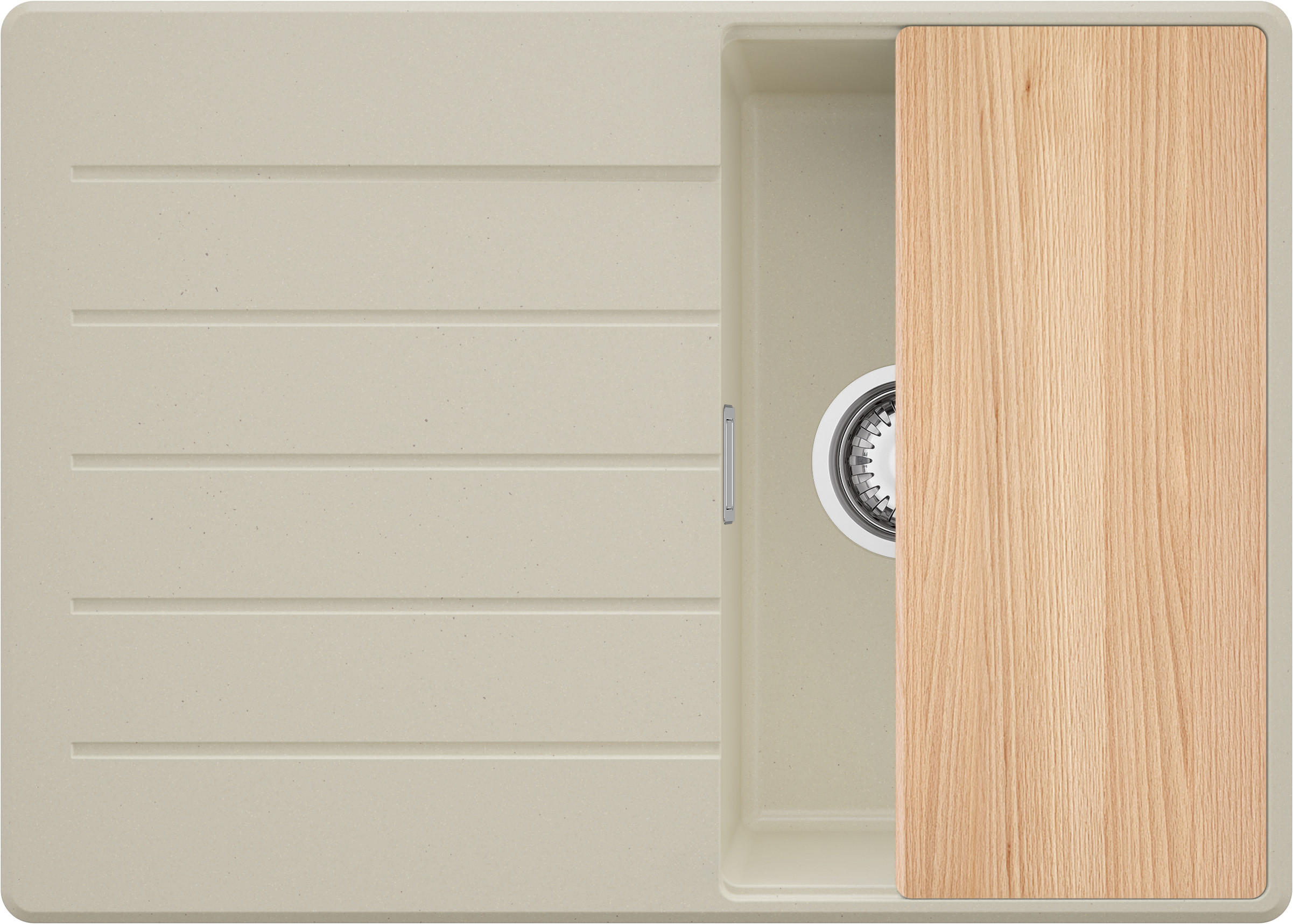 SPÜLBECKEN Kopenhagen, 2-er set Beige 70/50 cm 1 Becken + Ablauf-Set + Schneidebrett ab 40er Unterschrank - Chromfarben/Beige, Kunststoff (70/20/50cm) - Primagran