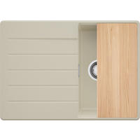 SPÜLBECKEN Kopenhagen, 2-er set Beige 70/50 cm 1 Becken + Ablauf-Set + Schneidebrett ab 40er Unterschrank - Chromfarben/Beige, Kunststoff (70/20/50cm) - Primagran