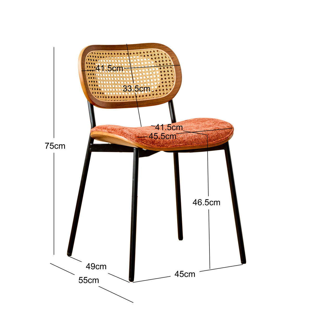 STUHL 2er-Set Kunstleder Terracotta - Schwarz, Textil (46/75/55cm) - Nordlys