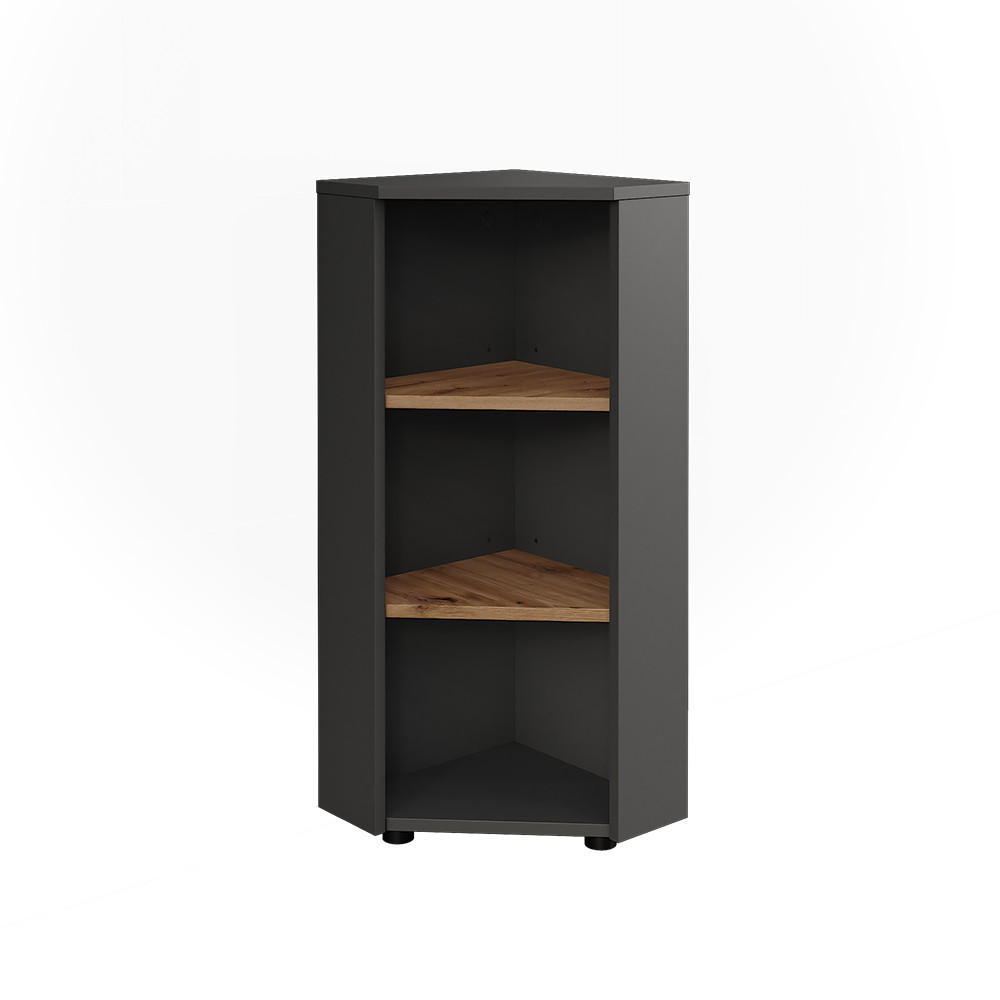 H&Ouml;RNSK&Aring;P Irma, antracit/Goldkraft ek, 33x81 cm 3 f&ouml;rvaringsfack Antracit, Honungsek 81/33/33 cm