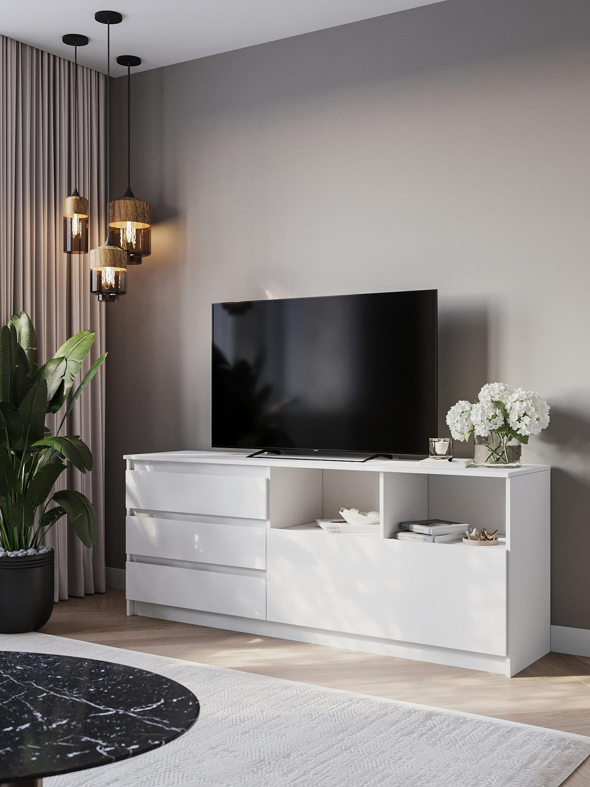 TV-LOWBOARD Weiß 175/70/43 - Weiß, Holzwerkstoff (175/70/43cm) - RAUMHIRSCH FURNITURE