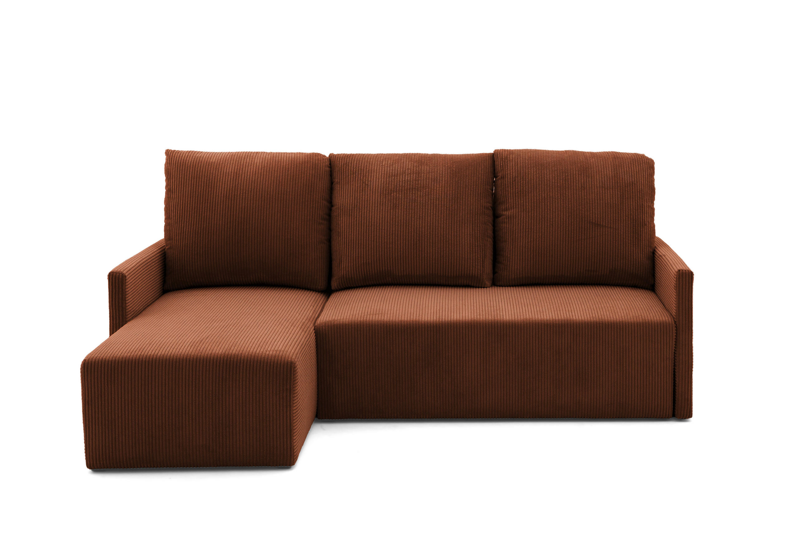ECKSOFA GARDA L Links mit Schlaffunktion 132x198 Cord Braun - Schwarz/Braun, Holz/Kunststoff (209/145cm) - NACANAPA