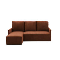 ECKSOFA GARDA L Links mit Schlaffunktion 132x198 Cord Braun - Schwarz/Braun, Holz/Kunststoff (209/145cm) - NACANAPA
