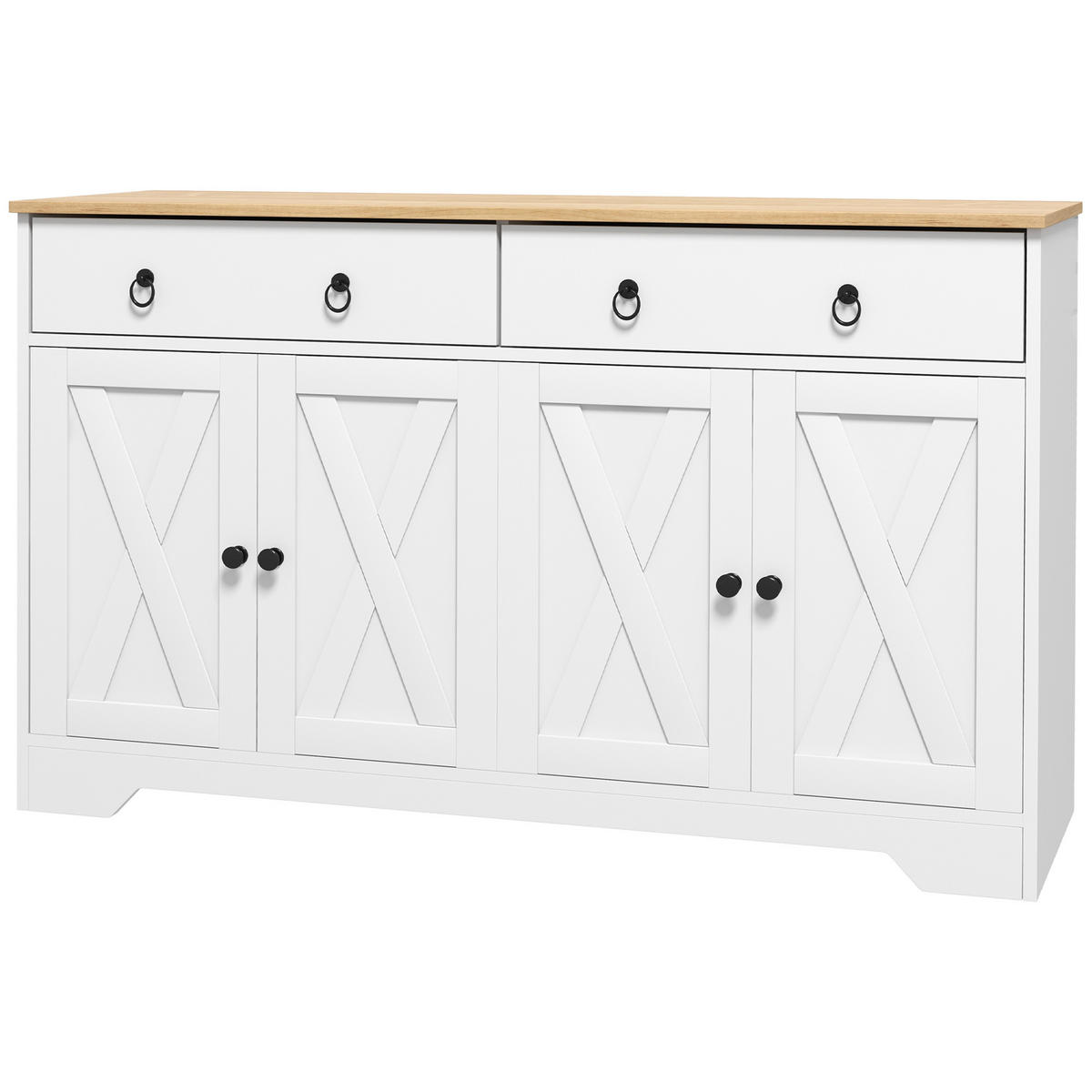 SIDEBOARD Weiß, 2 Türen, 2 Schubladen, 121/37/75 cm - Weiß, Holz (121/75/37cm) - PANGIVO