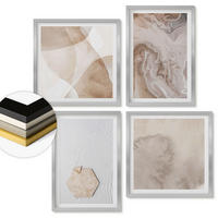 WANDBILDER 4er Set - 50x50 cm & 40x60 cm Silberner Rahmen - Designabstraktion, Naturinspiration - Silberfarben, Kunststoff (50/50cm) - ArtPrintCave