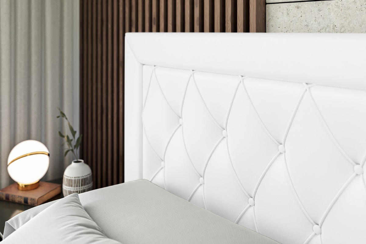 BOXBETT mit H4-Matratze und Lattenrost - NOEL - 140x200 Weiß Hochglanz - Weiß Hochglanz, Holzwerkstoff (140/200cm) - ALTDECOR