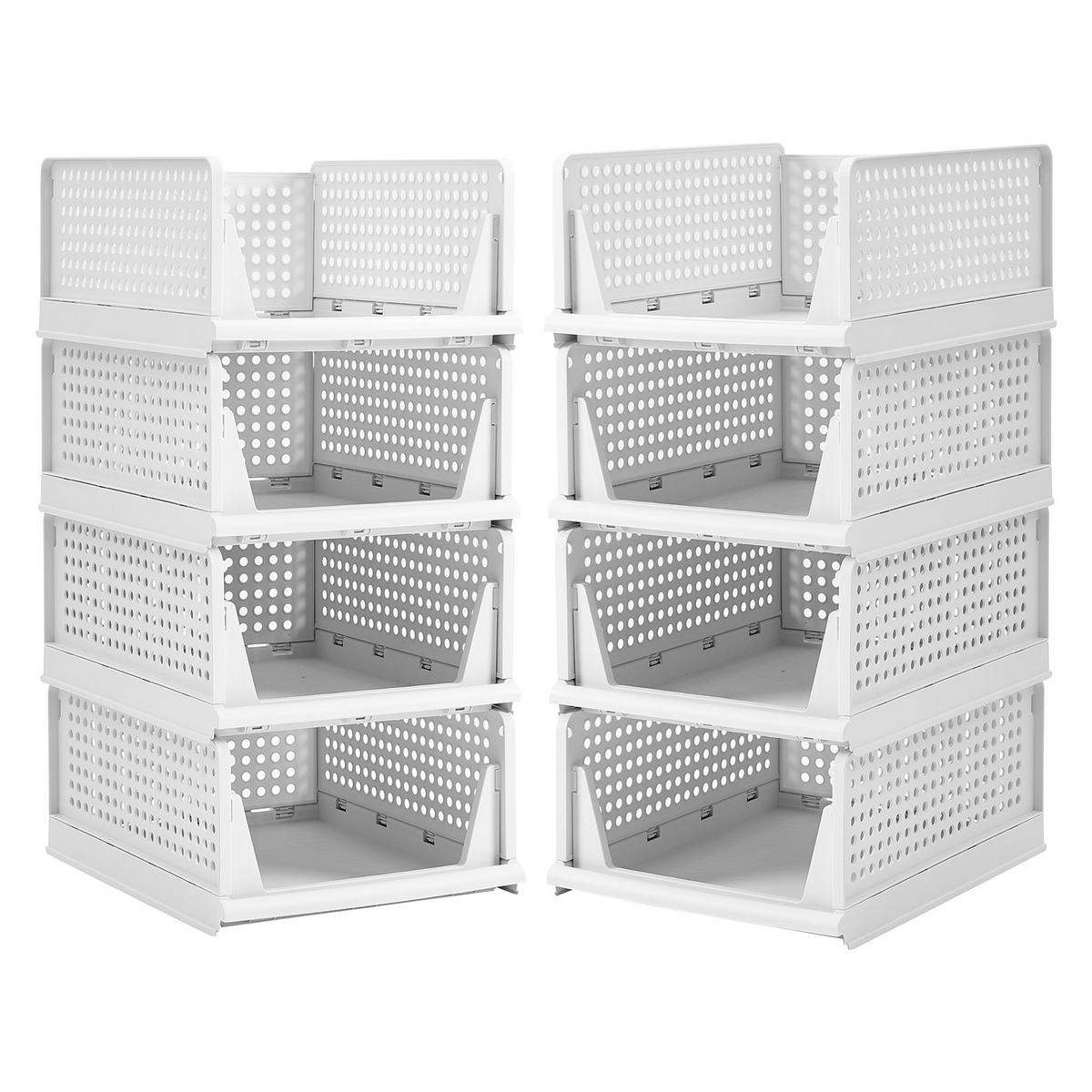 KLEIDERSCHRANK-ORGANIZER weiß 8er-Set 43x33x18cm - Weiß, Kunststoff (33/18/43cm) - Livingandhome