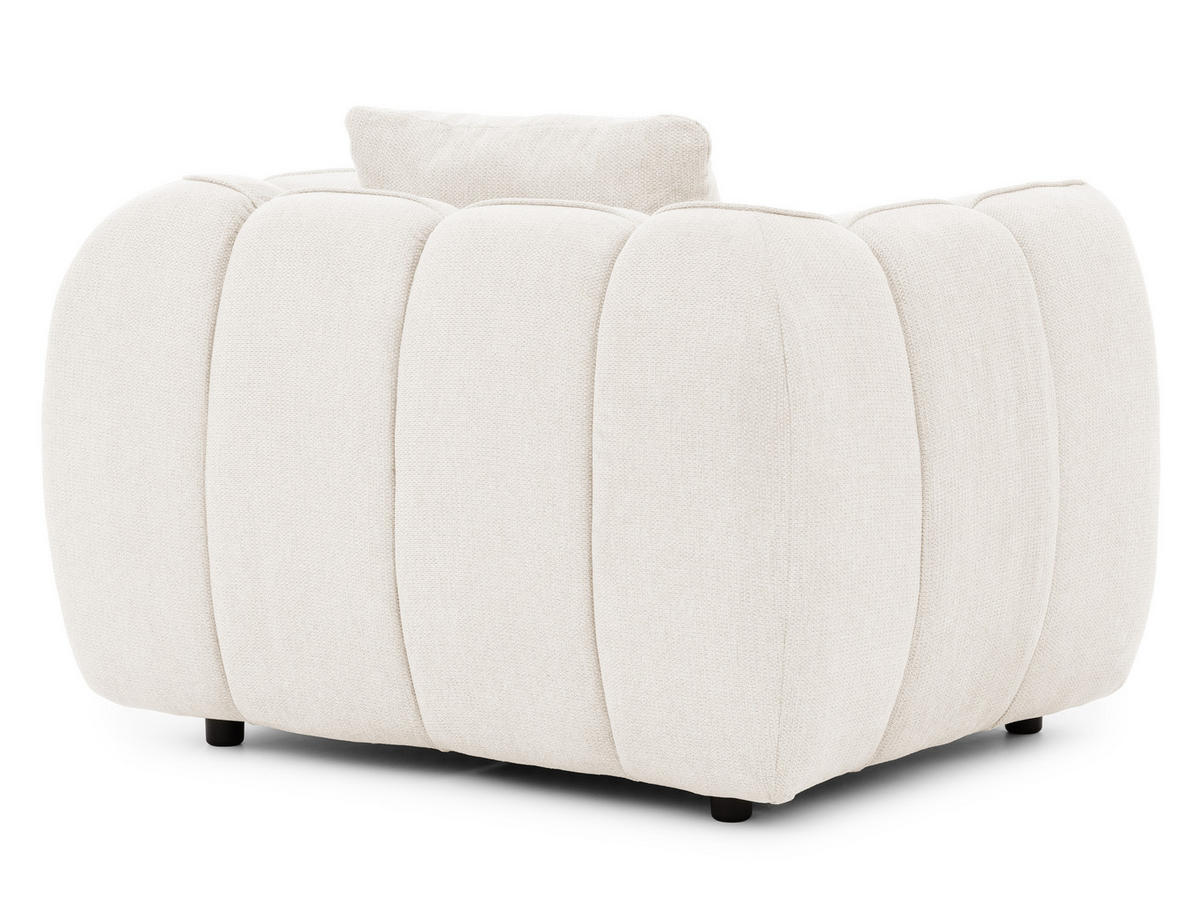SITZGARNITUR 3+1 Nubira in tief gesteppter Bubble-Optik aus weichem Creme Strukturstoff im modernen Design - Creme/Schwarz, Holz/Kunststoff (228/69/89cm) - S-Style Möbel
