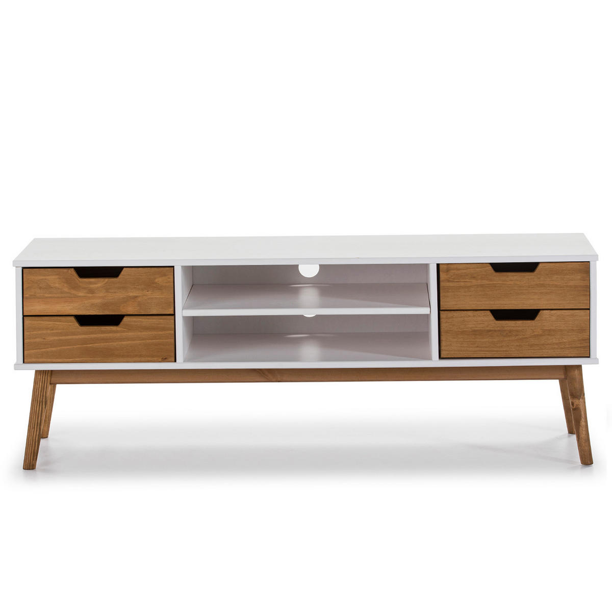 TV-ELEMENT Java 1 Tür 2 Schubladen Weiß - Weiß, Holz (140/52/40cm) - VS Venta-stock