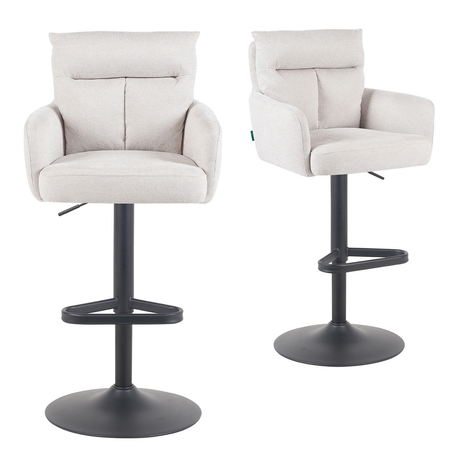 BARHOCKER Aris 2er-Set - Creme/Schwarz, Textil/Metall (54/101/57cm) - DUBI Möbel