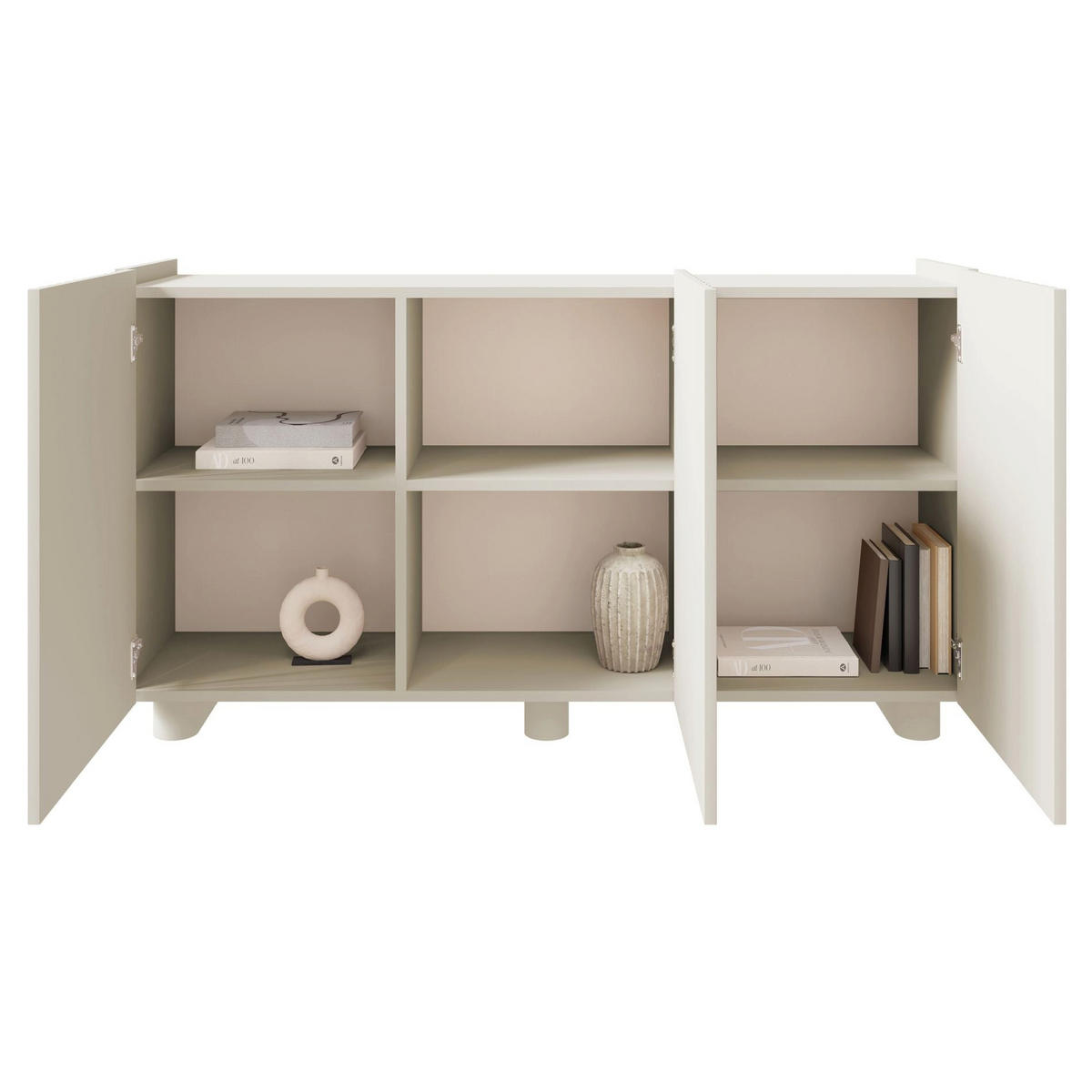 KOMODA 3dverová Fiorra greige 144 cm - kašmírová, kompozitné drevo (144/84/38.8cm) - Selsey