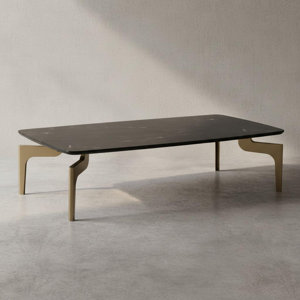 COUCHTISCH Schwarz/Gold Hochglanz Marmor Optik 120x60x30.5 cm Metall-Gestell - Goldfarben/Schwarz, Holzwerkstoff/Metall (60/120/31cm) - KADIMA DESIGN
