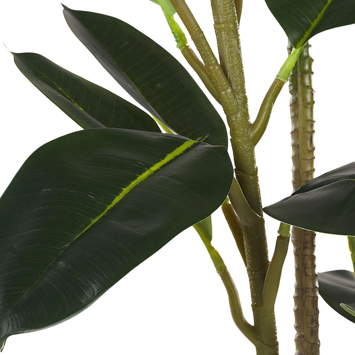 KUNSTPFLANZE Grün Ficus Elastica - Schwarz/Grün, Kunststoff (134cm) - Beliani