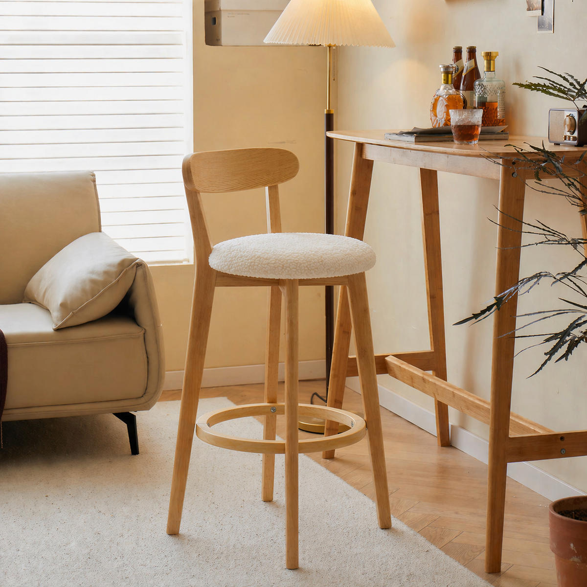 BARHOCKER 2er-Set Stoff Weiß - Weiß, Textil (38/92/42cm) - Nordlys