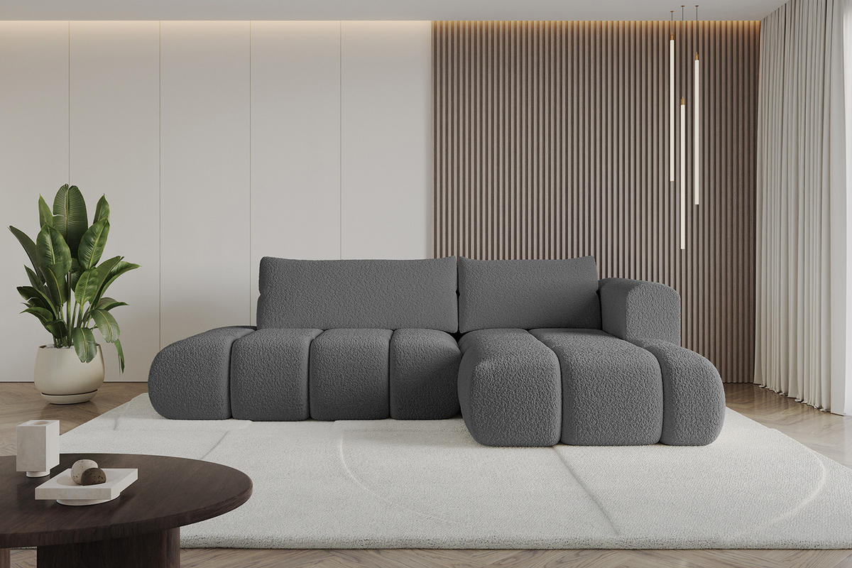 ECKSOFA Ottomane Rechts CLOUD-L 289x180x40 Grau Bouclé - Grau, Holzwerkstoff/Kunststoff (289/180cm) - ALTDECOR