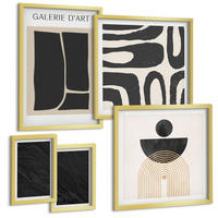 BILDER SET 5er Set - 50x50 cm & 20x30 cm & 40x60 cm Goldrahmen - Abstrakte Marmorformen - Goldfarben, Kunststoff (40/60cm) - TULUP