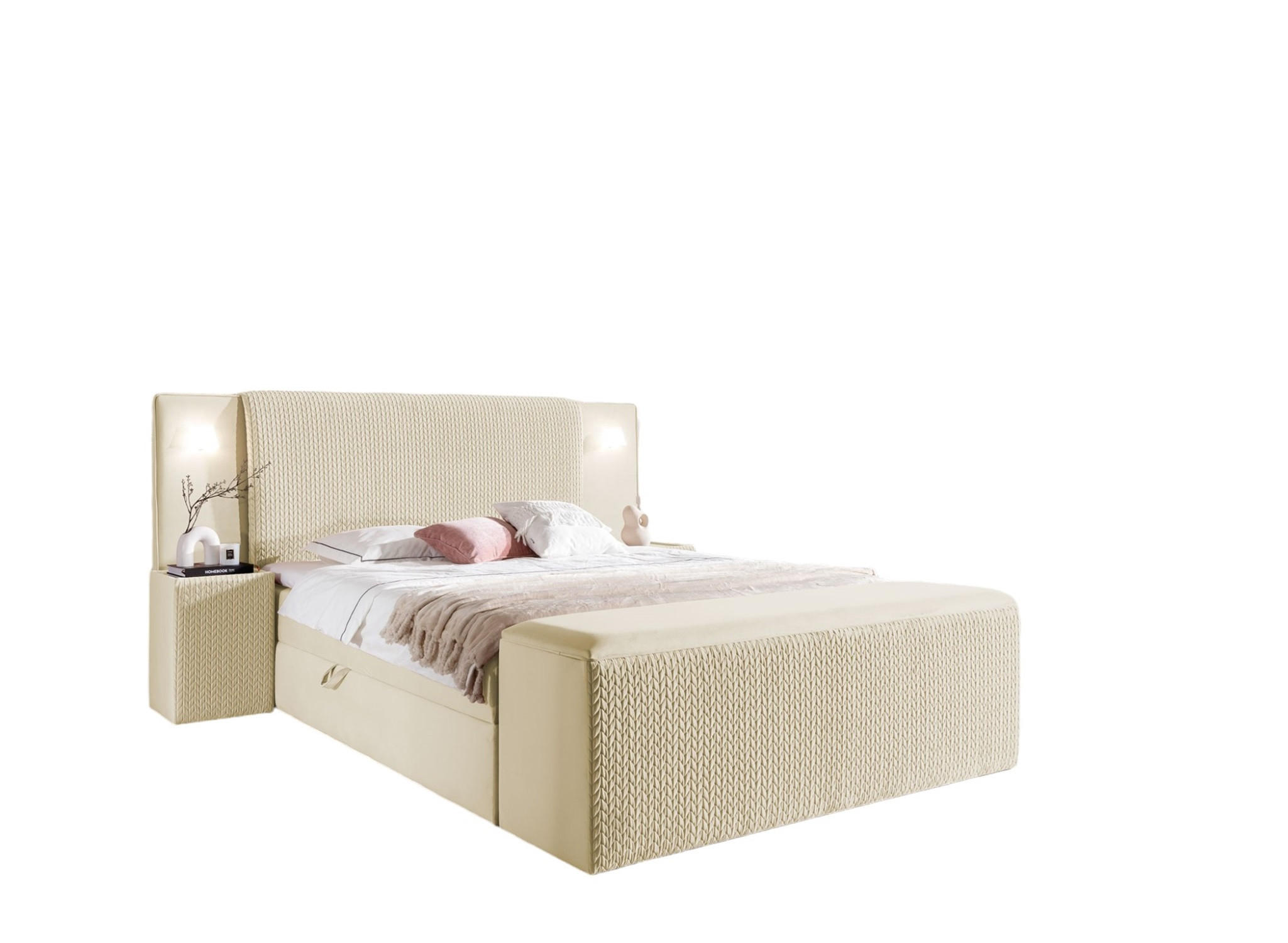 BOXBETT Marten überlänge Set.4 - Creme, Holzwerkstoff/Textil (140/220cm) - Fun Möbel