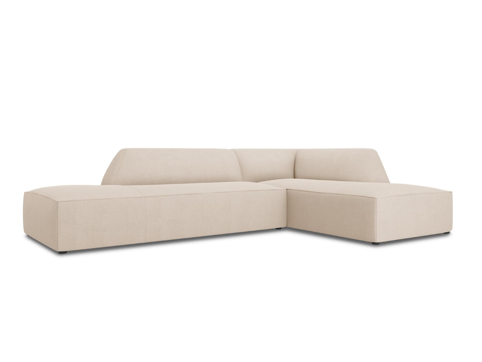 ECKSOFA rechts Ruby aus strukturiertem Stoff beige 4 Sitzplätze - Creme, Textil (180/273cm) - Micadoni
