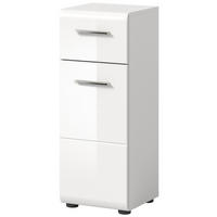 BADKOMMODE weiß Hochglanz, Badezimmer Schrank 30 x 80 cm - Weiß Hochglanz/Silberfarben, Holzwerkstoff/Kunststoff (30/80/30cm) - Inn.Furn