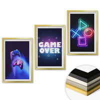 WANDBILDER 3er Set - 40x60 cm Goldrahmen - Game Over Gamepads - Goldfarben, Kunststoff (40/60cm) - ArtPrintCave
