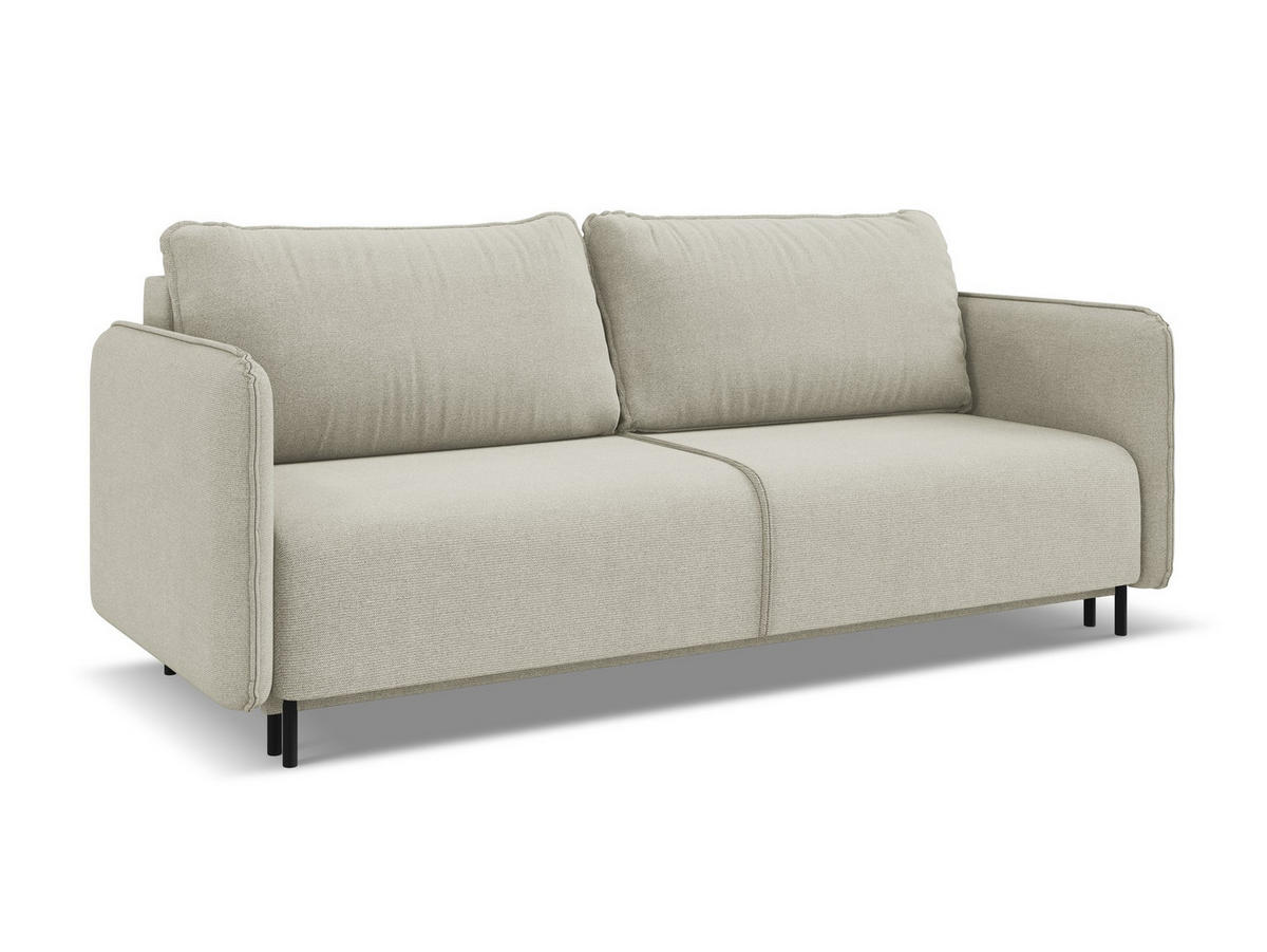 3-SITZER SOFA mit Schlaffunktion Strukturstoff Stoff Beige - Beige/Creme, Holz/Textil (226/90/92cm) - Makamii