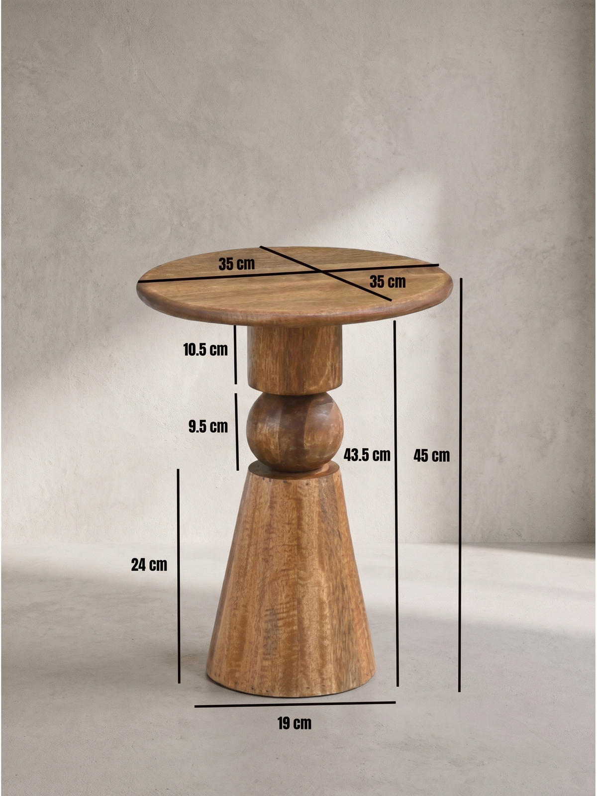 BEISTELLTISCH SORRENTO, Mango Massivholz, Ø 35 x 45 cm - Braun, Mangoholz/Holz (35/35/45cm) - KADIMA DESIGN