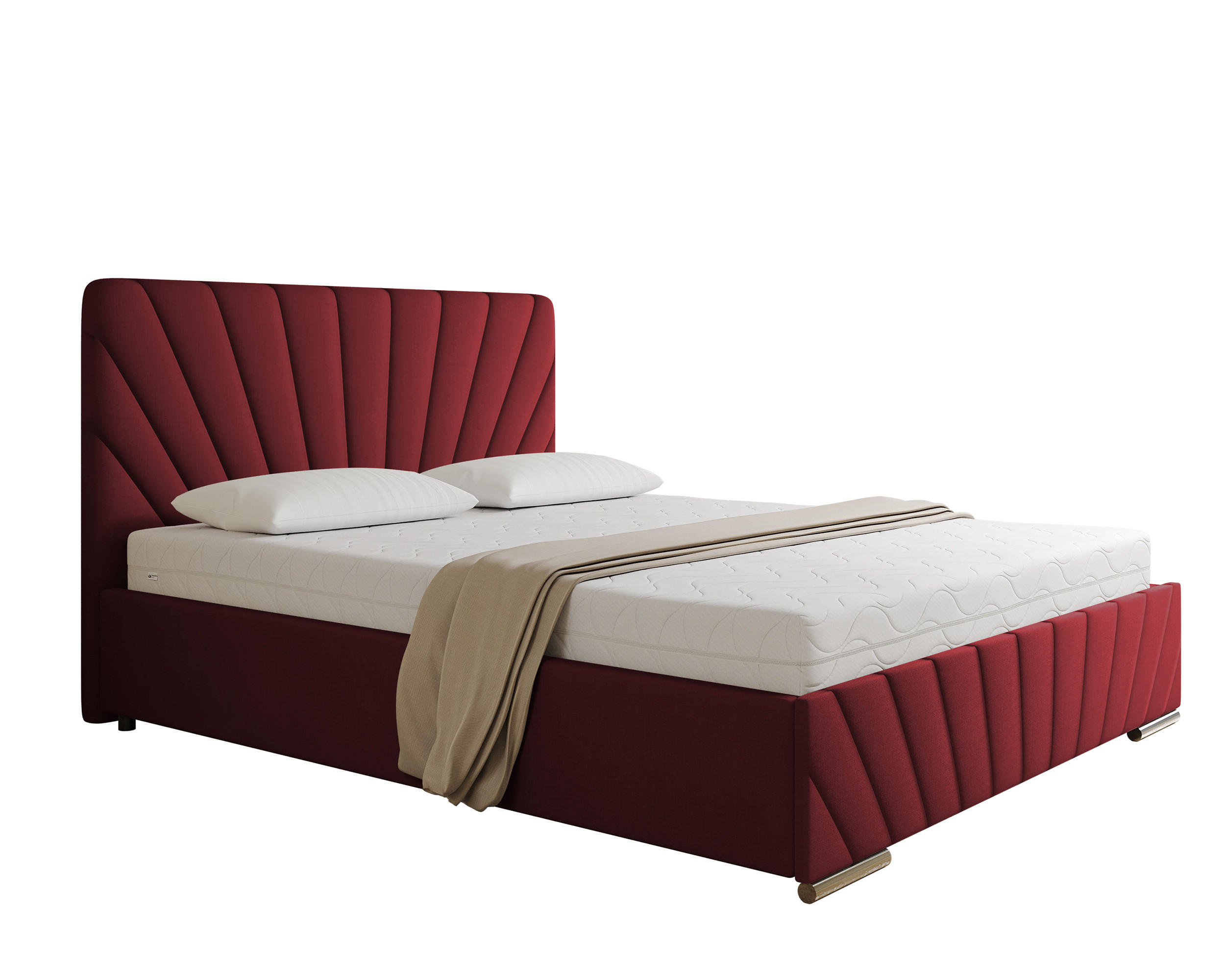POLSTERBETT Ray 160 x 200 cm mit Bettkasten und Lattenrost Taschenfederkernmatratze mit Kokos 20cm- rot - Rot, Holz (160/200cm) - Homesy