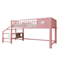 KINDERHBETT 90/200 cm mit Stauraumleiter und Metallgestell, Rosa - Rosa, Metall (90/200cm) - Redom